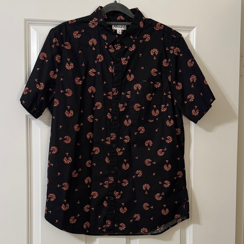 Abound Black and Orange/Red Casual Button Down Shirt
